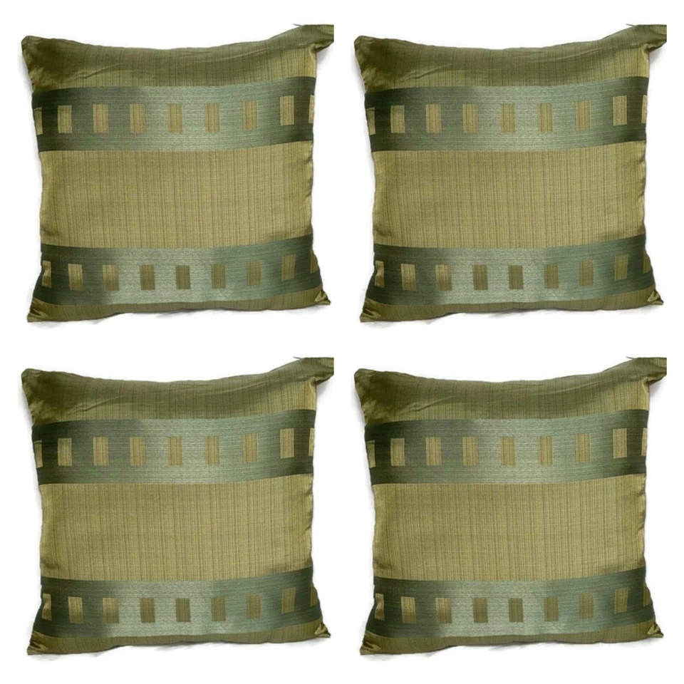 Cushion Covers SET OF 4 Green - Column Greek Fine Quality Pillowcases 18x18"45cm - Image 3 of 4