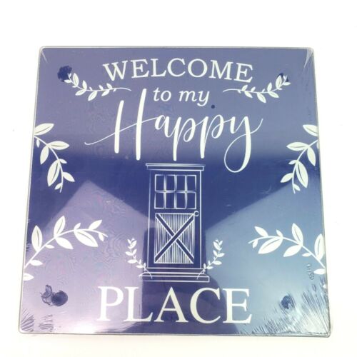 Cooking Concepts Happy Place 7.75x7.75 Square Decorative Glass Cutting Board