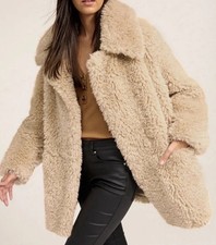 NEXT Ecru Cream Teddy Borg Coat Size 12 / M RPP £75 Up To 70 % Off Winter Sale