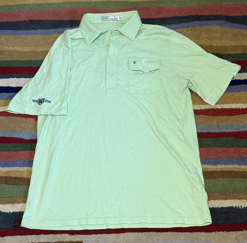 Criquet Polo Shirt Mens M Green 100% Organic Cotton Dallas Athletic Club Golf