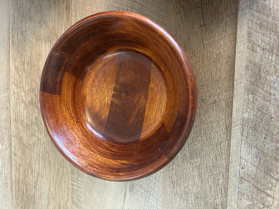 Vintage | MCM | Juego de ensaladeras de madera | Servidores de pinzas para servidor | Juego de 7 cuencos Foto 2 de 4