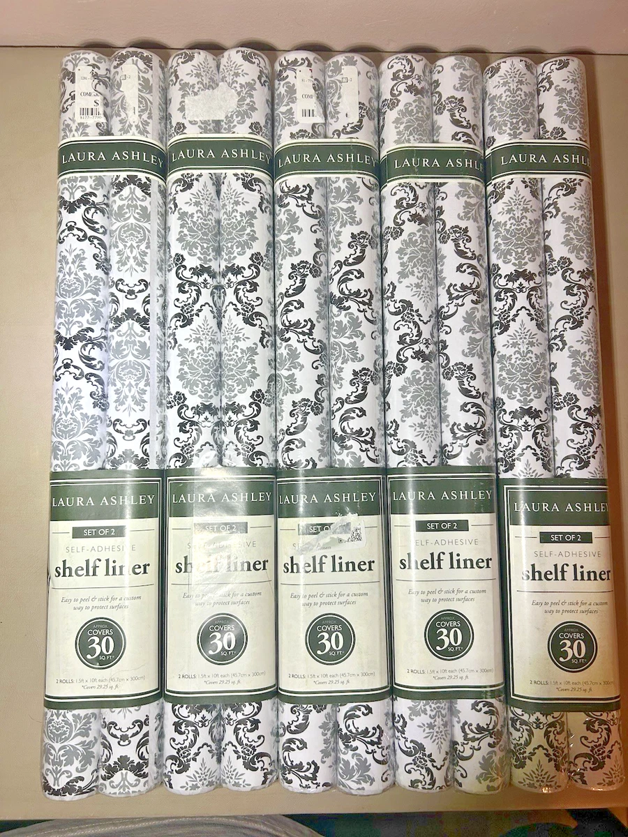 Laura Ashley Shelf Liner LA-99800 Floral Black White Gridded