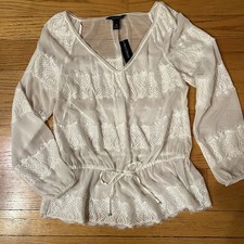 Romantic Lace Sheer V-Neck Blouse, NWT