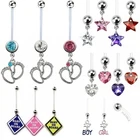 Pregnancy Belly Bar Maternity Button Piercing Bars Dangle Navel Body PTFE Ring