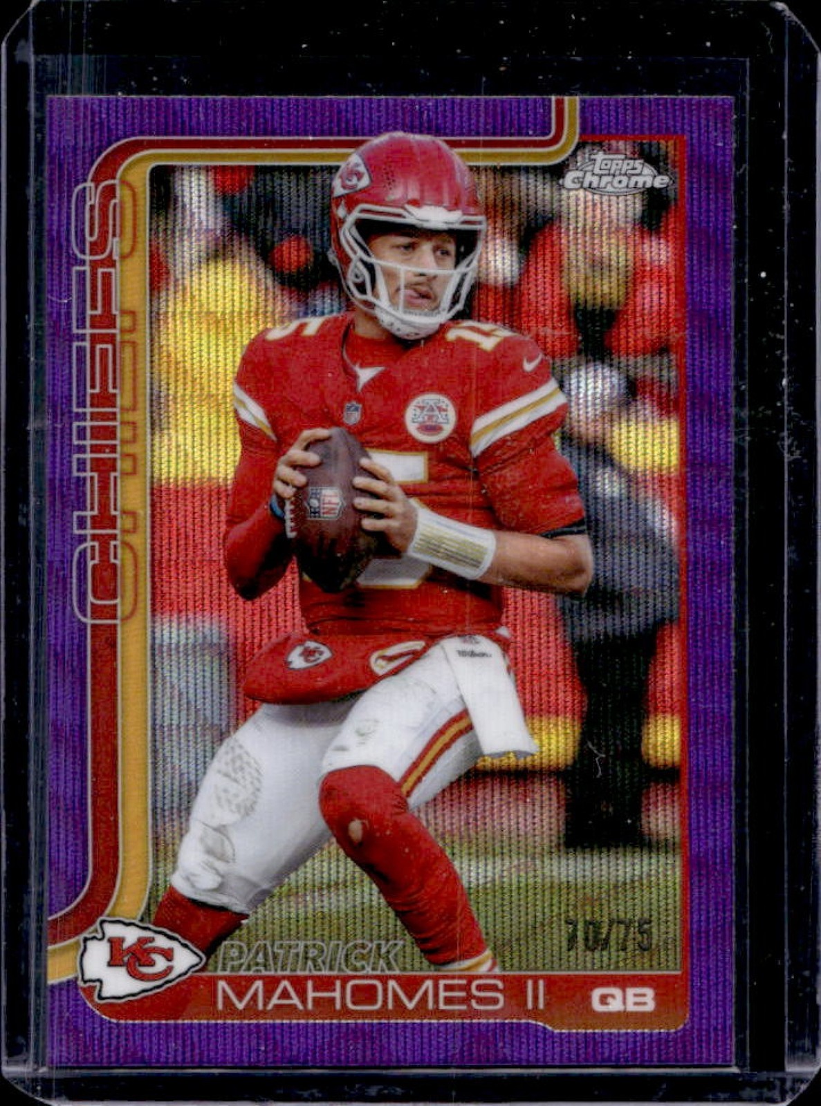 2025 Topps Chrome Patrick Mahomes II Purple Wave Refractor #/75 Chiefs