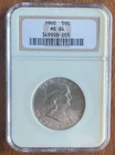 1960 Silver Franklin 50c NGC MS 64 Older Holder. No dings-marks Nice for grade