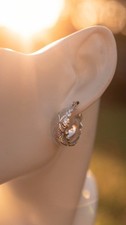 Elegant 2cm 925 Silver Textured Hoop Earrings
