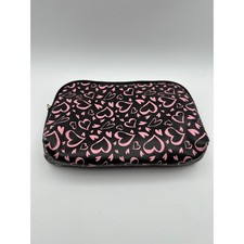 Women s Black Pink Heart Print Zip Around Wallet Clutch Organizer Travel Case