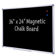 Dexboard 36 X 24 Inch Magnetic Black Chalkboard For Wall Wall-Mounted School