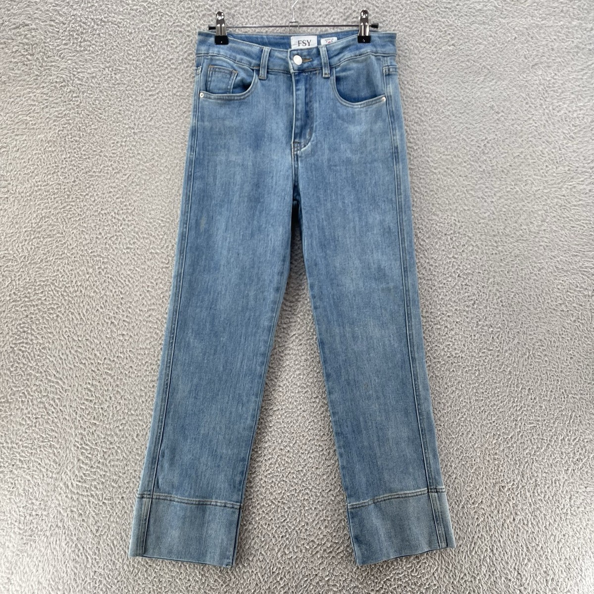 FSY Collection Jeans Women Medium Blue Straight Fashion Design Korea Super  Cool