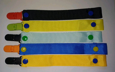 5 x Schnullerclip Konvolut Set Uni Colour Block