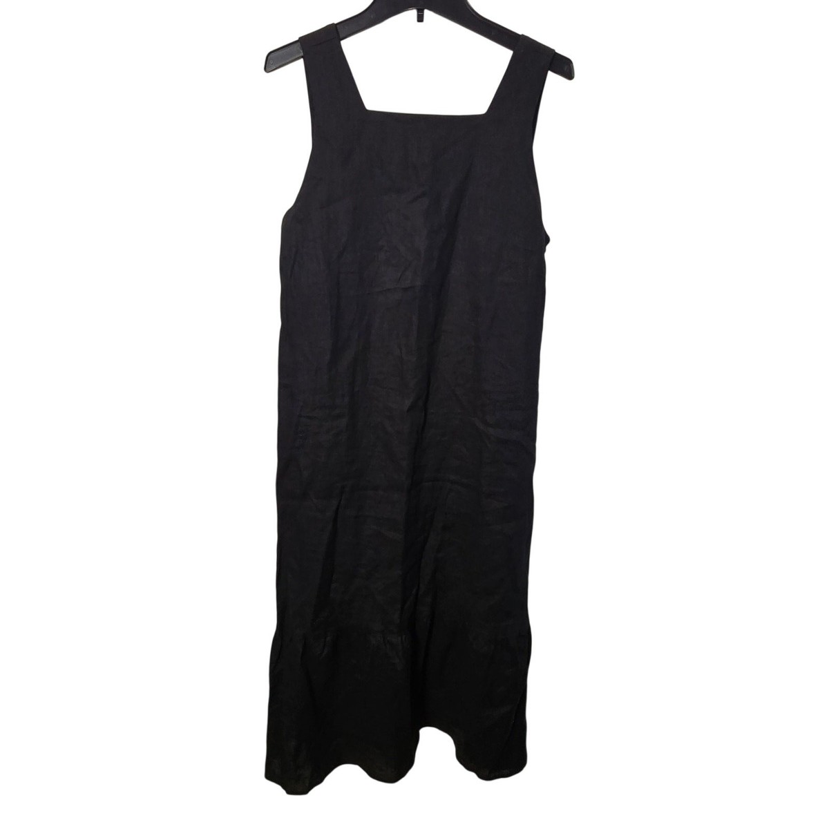 United Colors of Benetton black Linen maxi dress sz M cottagecore Lagenlook  | eBay