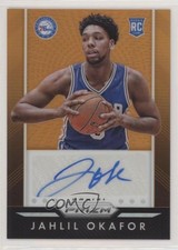 2015-16 Panini Prizm Auto Orange Prizm 39/65 Jahlil Okafor #P-JOF Auto 0d4