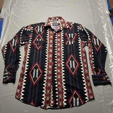 Panhandle Slim Shirt Mens Large Multicolor Aztec Geometric Western Pearl Snap