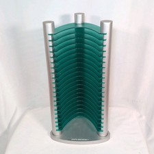 20 CD Tower Rack Holder Organizer Atlantic Silver / Green Teal Table top