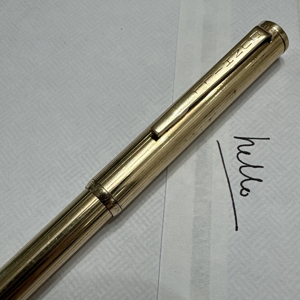 Bolígrafo Dunhill vintage laminado dorado Alemania ¡Funciona! Foto 3 de 4