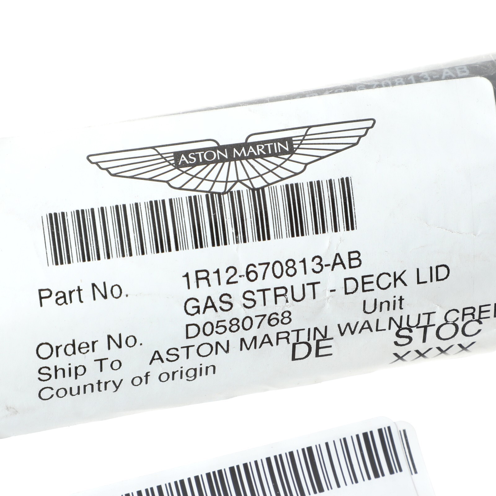 GENUINE ASTON MARTIN DECK LID SUPPORT GAS STRUT OEM NEW 1R12-670813-AB
