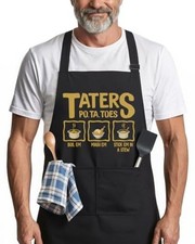 Funny Cooking Apron for Men Cool BBQ Grilling Kitchen Chef Potatoes Apron