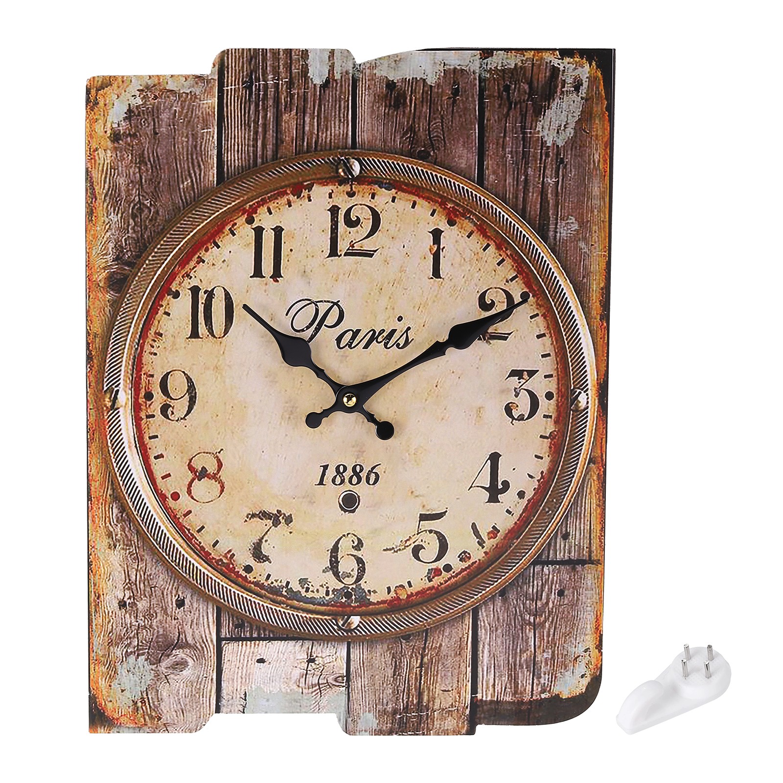 10" Vintage Rectangle Painting Wall Clock Wooden Finish Clock Green