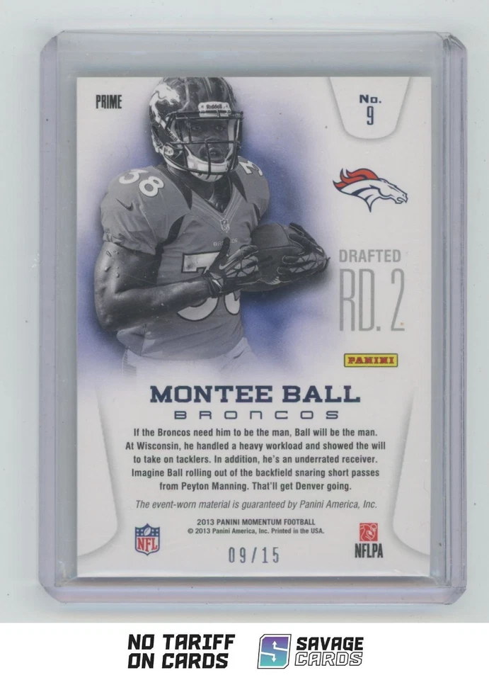2013 Panini Momentum Rookie Team Threads Quad Montee Ball /15 . #9 Denver - Image 2 of 3