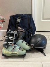 Lange Women's size US 6.5 Ski Boots Surefoot prewired for heat Giro Helmet Bag