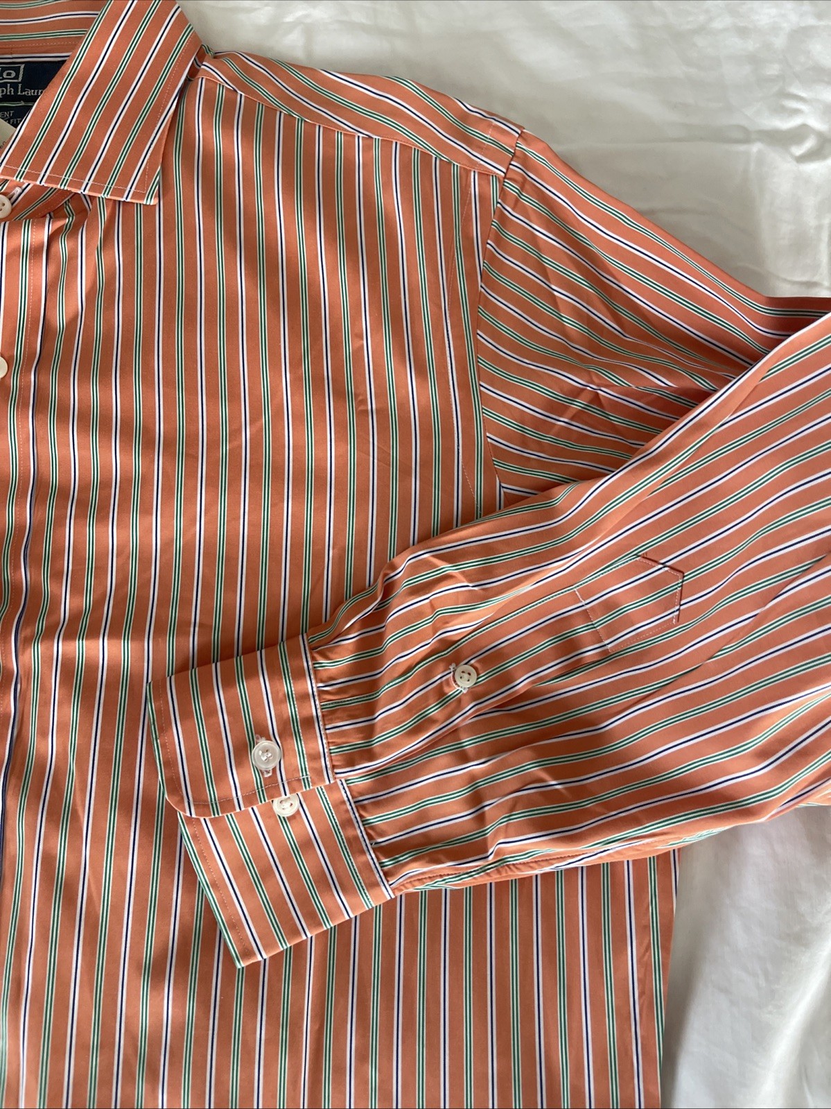 Ralph Lauren Regent Fit 100% Cotton Orange Multi Long Sleeves Men’s Shirt thumbnail 10