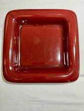 Vintage MCM Haeger Pottery #2177 Rolled Edge 10.5” Burgundy Square Dish READ