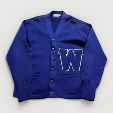 Vintage 40s 50s Varsity Letterman Cardigan Sweater Chicago High School Size 40