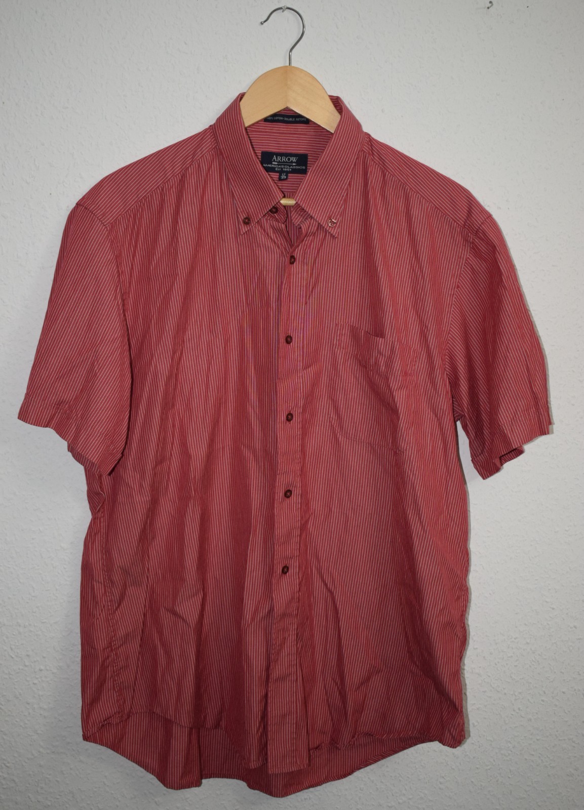 Arrow America's Classics Red Pinstripe Short Sleeve Shirt image 3