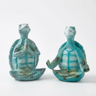 Sea Turtle Yoga Figurines   Zen Meditation Turtle Statues for Coastal Home Decor