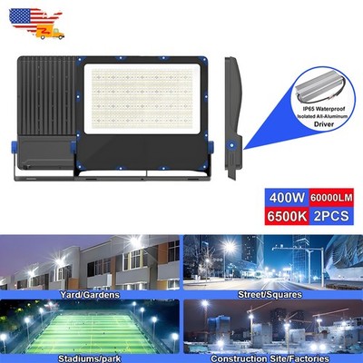 2 Pack 400W Stadium Led Flood Lights 60000Lms 150LM/W IP65 For Farm Ground Mount