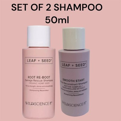 Wild Science Leaf+Seed Root Re-Boot Damage Rescue & Smooth Shampoo 50ml 2er Set