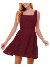 CITY STUDIO Womens Mini Dress Maroon Sleeveless Fitted Lined Juniors 13