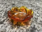 5” Fenton Heavy Glass Trinket Dish, Amber Honey Swirl, Excellent