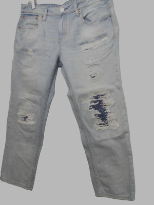American Eagle Women's Jeans Size 8R (34x24) Cropped Ankle Distressed Light Wash