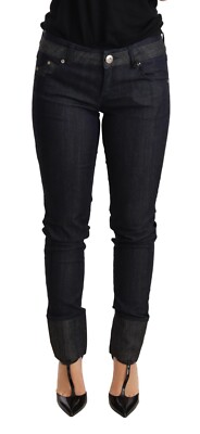 ERMANNO SCERVINO Jeans Cotton Blue Skinny Folded Hem Denim Trouser s. W26 $650