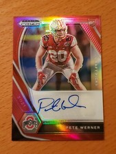 2021 Prizm Draft Auto Red Pete Werner Ohio State Saints Rookie LB #'d 103/199