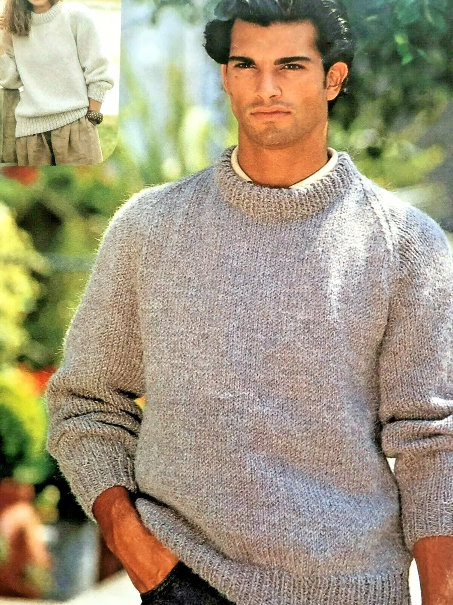 KNITTING PATTERN MENS WOMENS CHUNKY EASY KNIT JUMPER PATTERN 30