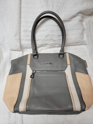 Calvin Klein Collection Hudson Bay Grey White Beige Shoulder