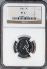 1962 Jefferson Nickel 5C NGC Proof PF67 Quality - Exact Coin