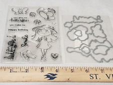 Clear Stamp  Die Combo style stylish girl with hat butterfly mushrooms 45 free