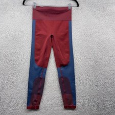 Joy Lab Womens Legging Blue Red Colorblock Elastic Waist Pull On Mid Rise Size S