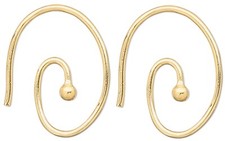 Ear Wire, 10 Gold Plated Brass 16x12mm Oval Swirl Open Loop 19 Gauge Earrings