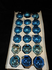 12 Vtg Rauch Blue 2" Glass Christmas Ball Ornaments - Made in USA