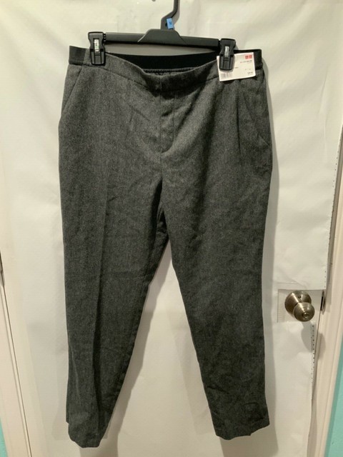 UNIQLO Womens Grey Wool Blend Tweed Pull On Ankle Pants Size Large NWT | eBay
