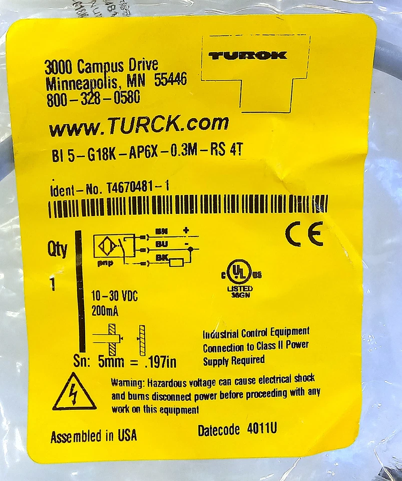 Turck BI5-G18K-AP6X-0.3M-RS-4T T4670481-1 10-30 V DC Inductive Proximity Sensor - Image 3 of 3