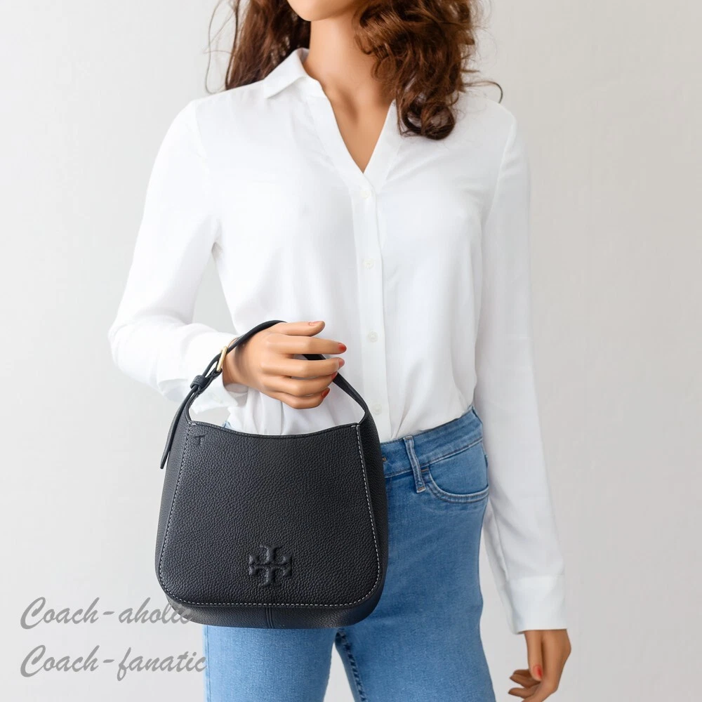 Borsa a tracolla Tory Burch Thea nuova con etichette in pelle nera