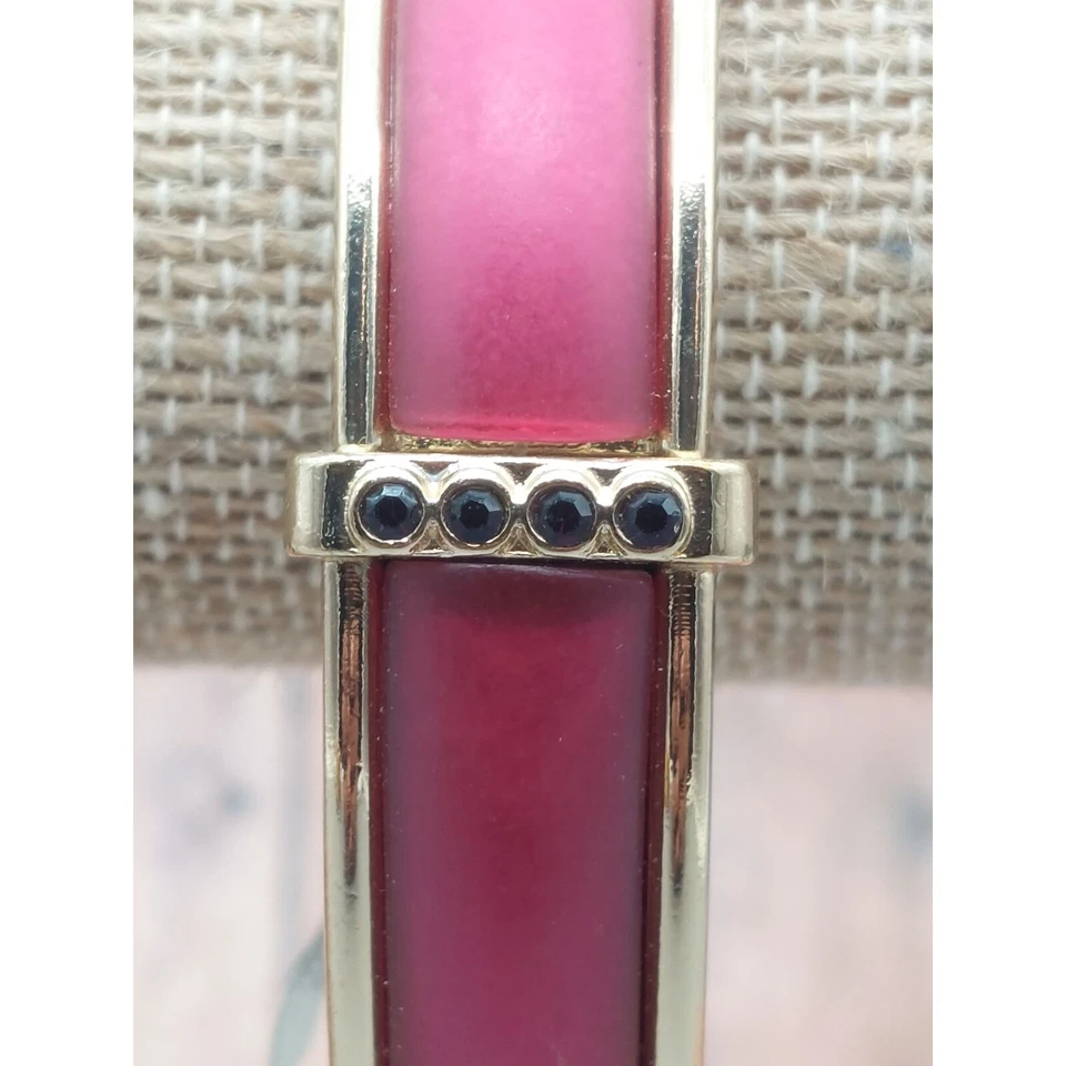 NUEVO CON ETIQUETAS Coldwater Creek Tono Dorado y Panel Rosa Pulsera Elástica Acentos de Estrás Foto 3 de 4