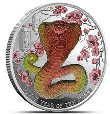 5 Dollar Lunar Year of Snake Proof Colour Schlange Pitcairn  1 oz Silber PP 2025