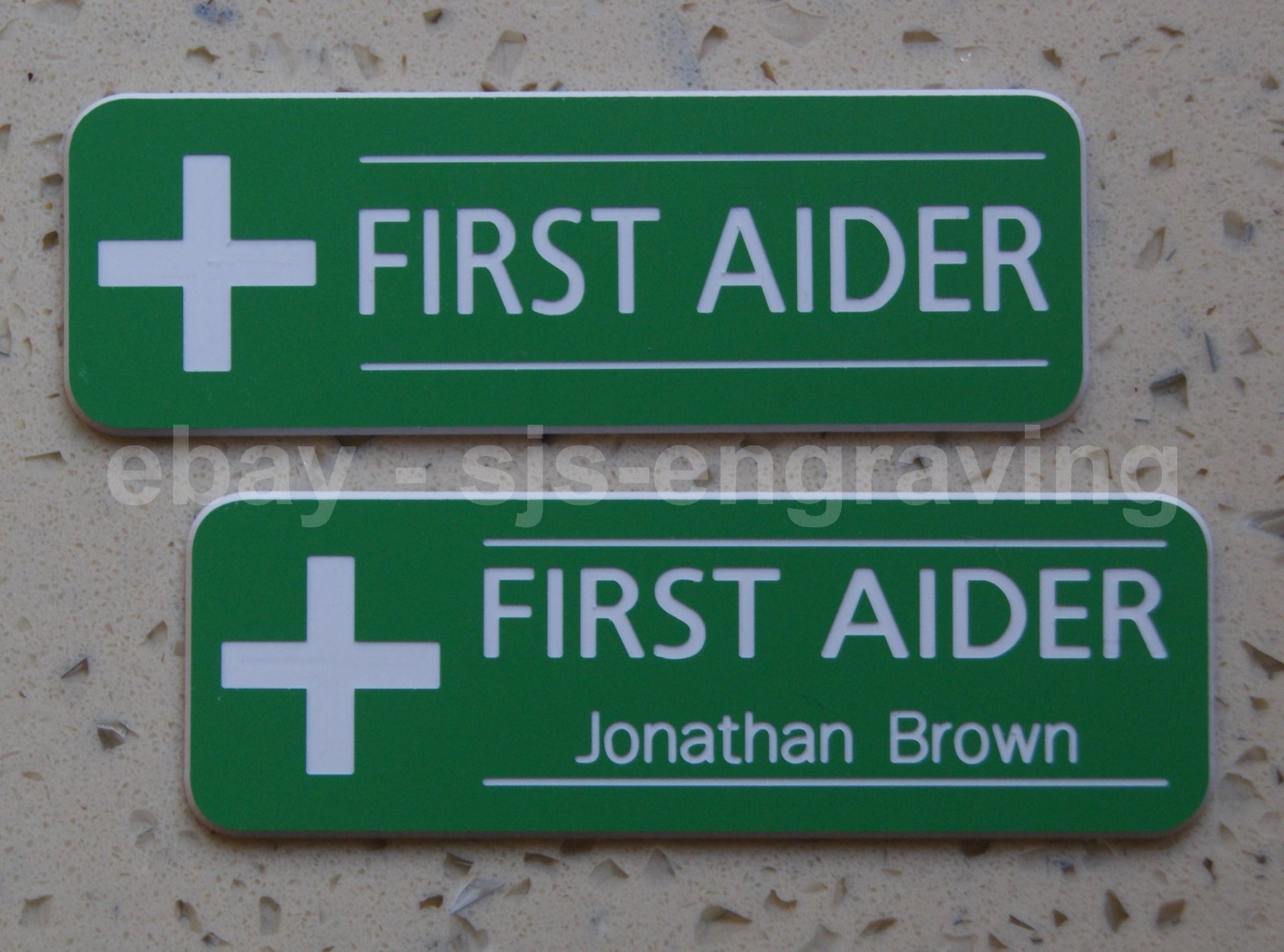 Quality Engraved FIRST AID / AIDER badge your choice of name pin or eBay